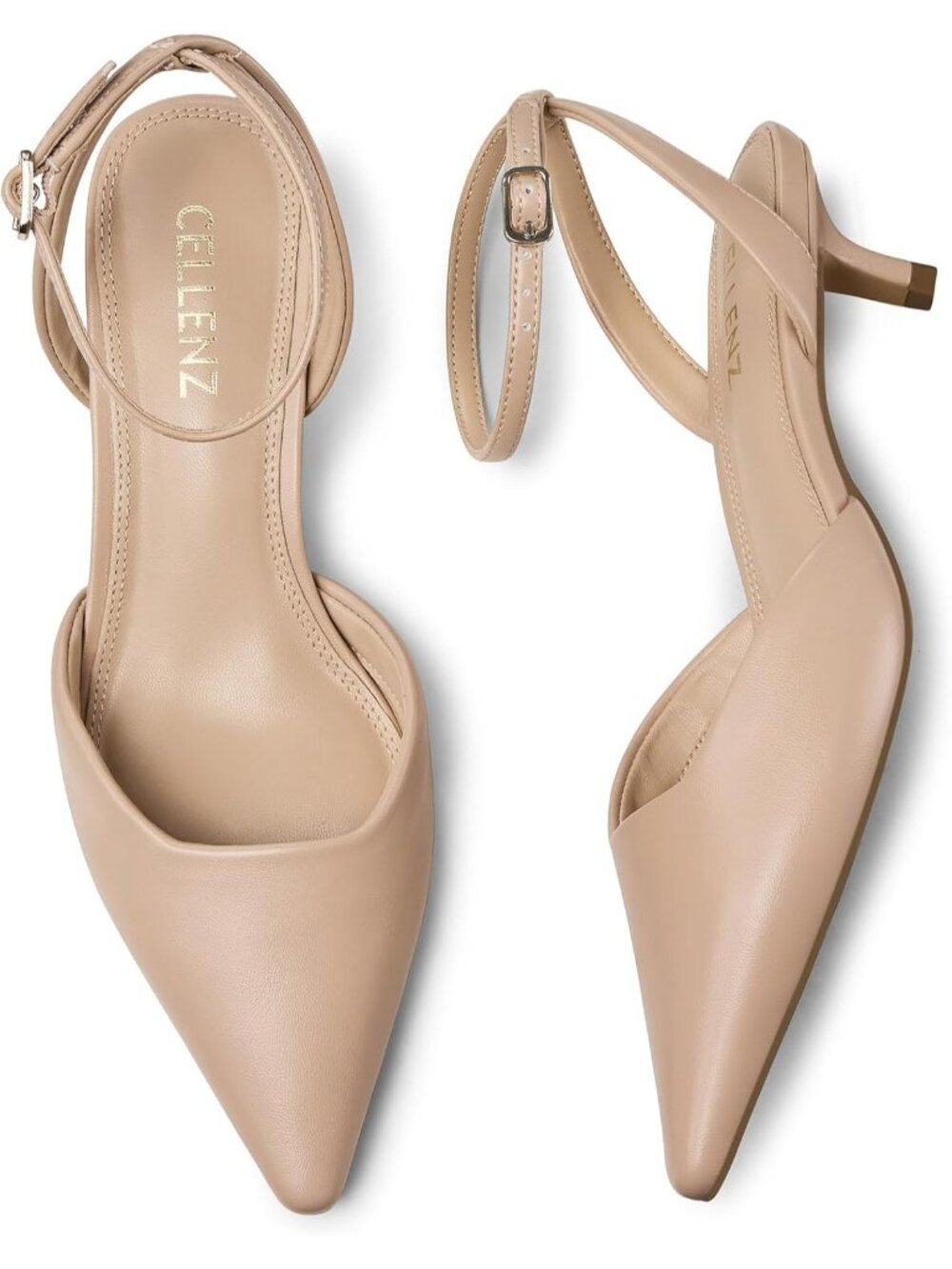 Women's Nude Low Heel Pumps 1.97 Inch Comfortable Pointed Toe Kitten Heel